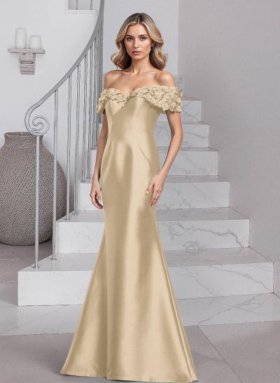 Unique Flower(s) Off-The-Shoulder Satin Mother Of The Bride Dresses