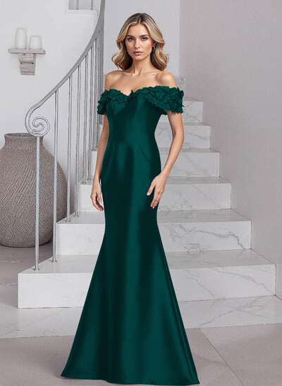 Unique Flower(s) Off-The-Shoulder Satin Mother Of The Bride Dresses