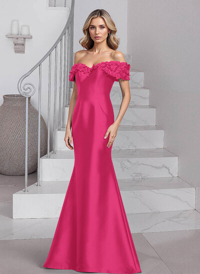 Unique Flower(s) Off-The-Shoulder Satin Mother Of The Bride Dresses