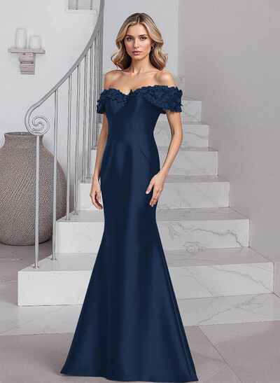 Unique Flower(s) Off-The-Shoulder Satin Mother Of The Bride Dresses