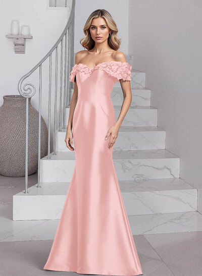 Unique Flower(s) Off-The-Shoulder Satin Mother Of The Bride Dresses