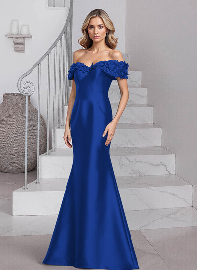 Unique Flower(s) Off-The-Shoulder Satin Mother Of The Bride Dresses