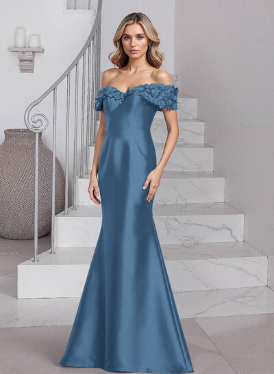 Unique Flower(s) Off-The-Shoulder Satin Mother Of The Bride Dresses