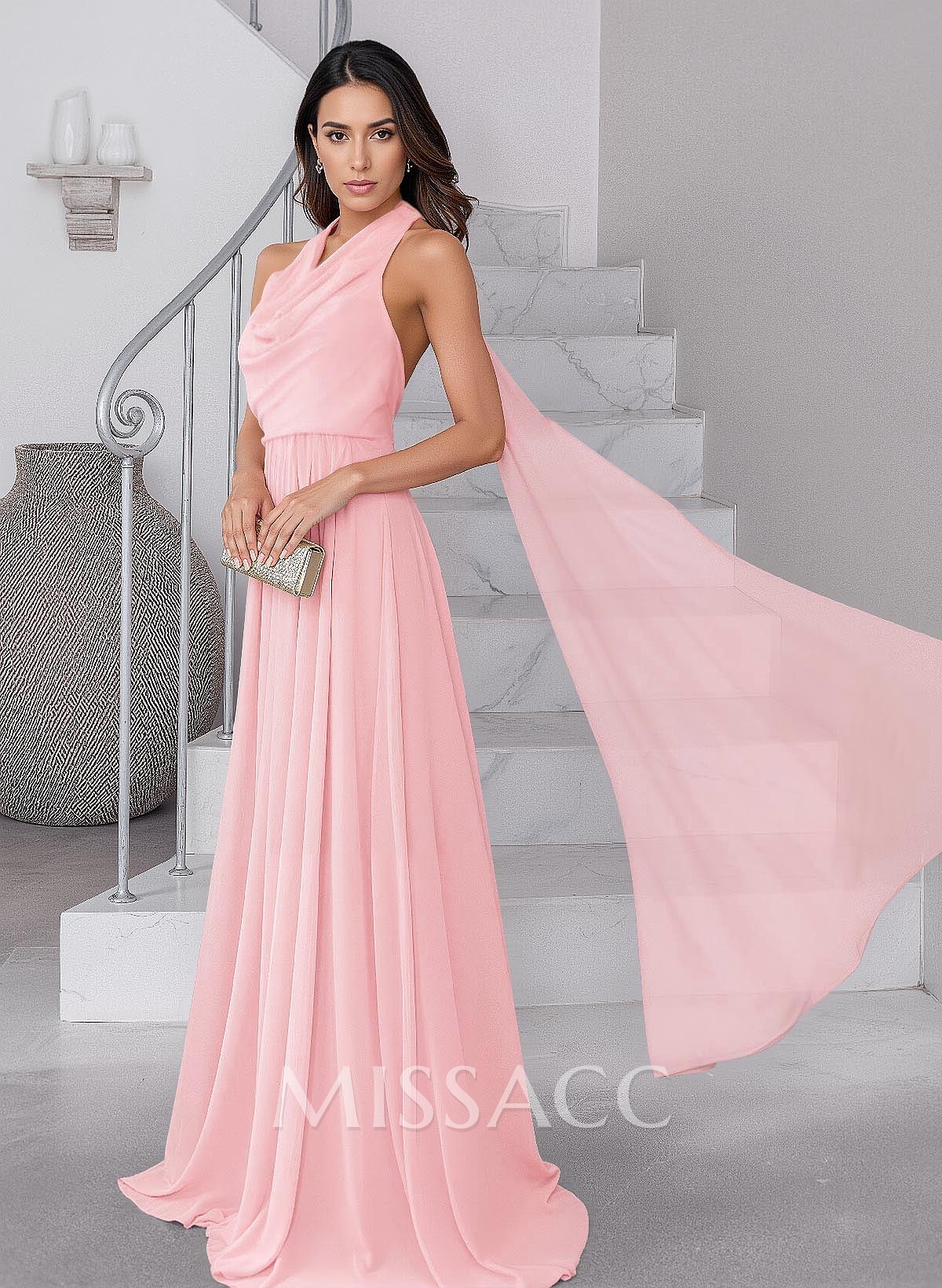 Dreamy A-Line Halter Sweep Train Chiffon Mother Of The Bride Dresses Dreamy A-Line Halter Sweep Train Chiffon Mother Of The Bride Dresses