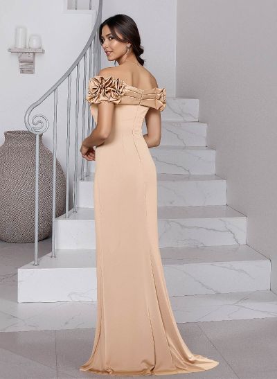 Elegant Ruffle Off-The-Shoulder Lace Satin Mother Of The Bride Dresses