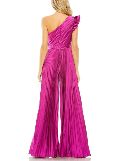 Unique Ruffle One-Shoulder Pleated Silk Like Satin Mother Of The Bride Dresses