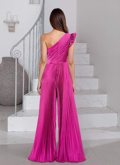 Unique Ruffle One-Shoulder Pleated Silk Like Satin Mother Of The Bride Dresses