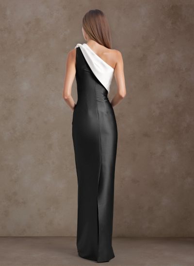 Classic  One-Shoulder Satin Mother Of The Bride Dresses With Ruched Floral