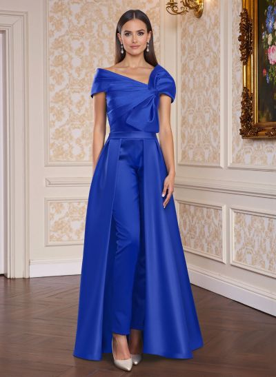 Classic Jumpsuit Detachable Sweep Train Satin Mother Of The Bride Dresses