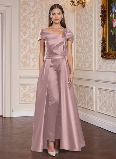 Classic Jumpsuit Detachable Sweep Train Satin Mother Of The Bride Dresses