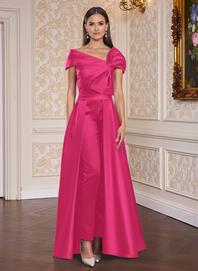 Classic Jumpsuit Detachable Sweep Train Satin Mother Of The Bride Dresses