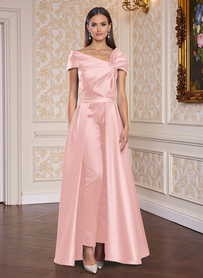 Classic Jumpsuit Detachable Sweep Train Satin Mother Of The Bride Dresses