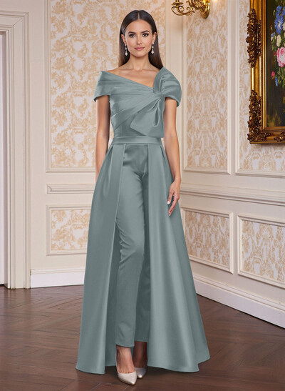 Classic Jumpsuit Detachable Sweep Train Satin Mother Of The Bride Dresses