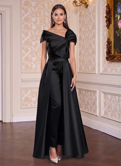 Classic Jumpsuit Detachable Sweep Train Satin Mother Of The Bride Dresses