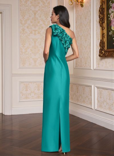 Exquisite Floral Applique One-Shoulder Satin Mother Of The Bride Dresses