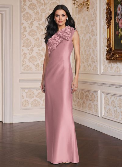 Exquisite Floral Applique One-Shoulder Satin Mother Of The Bride Dresses