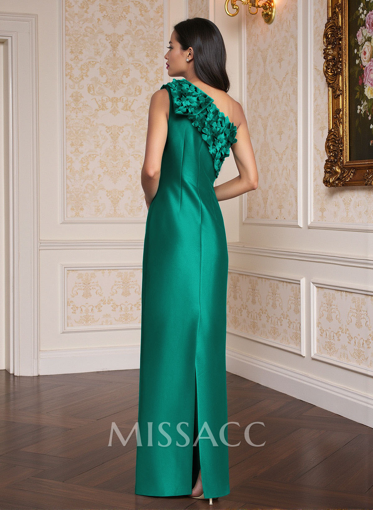 Exquisite Floral Applique One-Shoulder Satin Mother Of The Bride Dresses