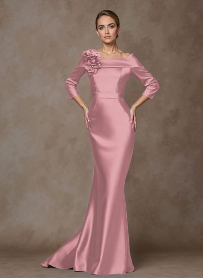 Unique Flower(s) Asymmetrical Neckline Satin Mother Of The Bride Dresses
