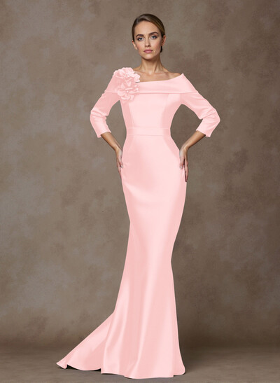 Unique Flower(s) Asymmetrical Neckline Satin Mother Of The Bride Dresses