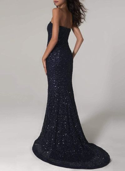 Sparkly Flattering Sweetheart Mermaid Sweep Train Sequined Prom Dresses