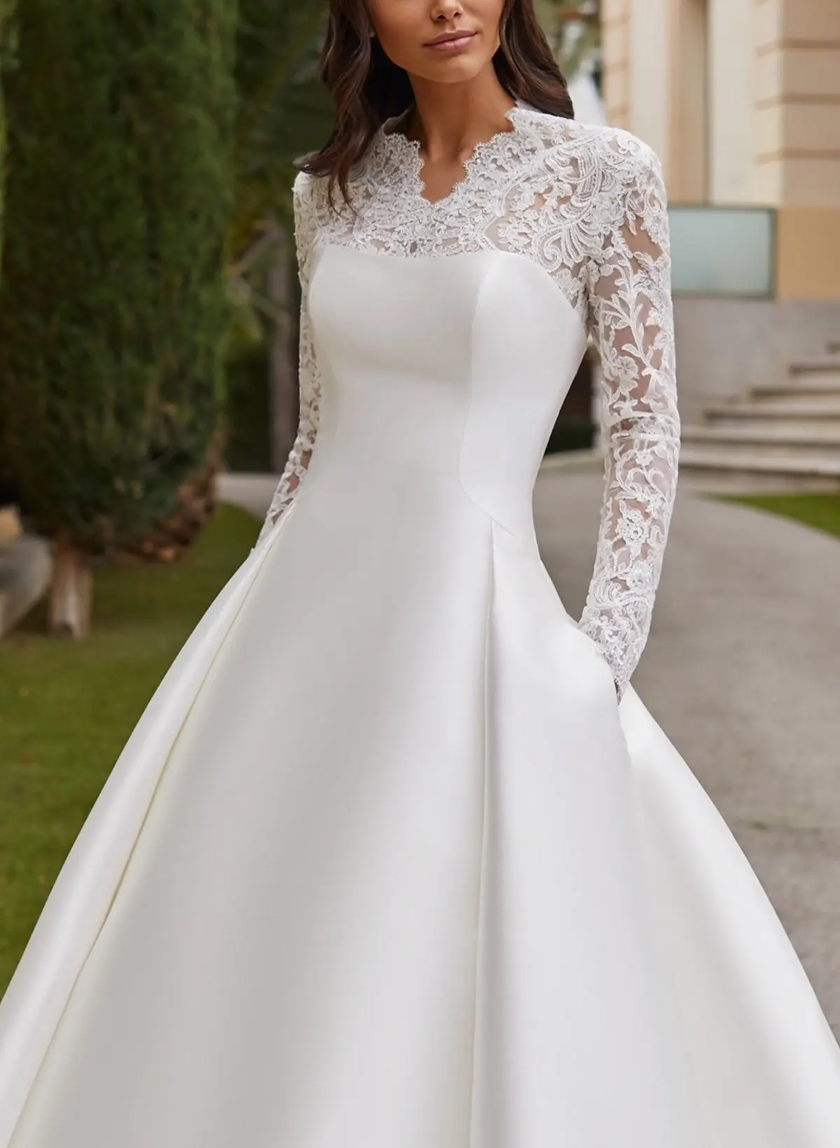navy blue dress for baby girl Off-Shoulder Lace Appliques A-Line Satin Wedding Dress – Liymc