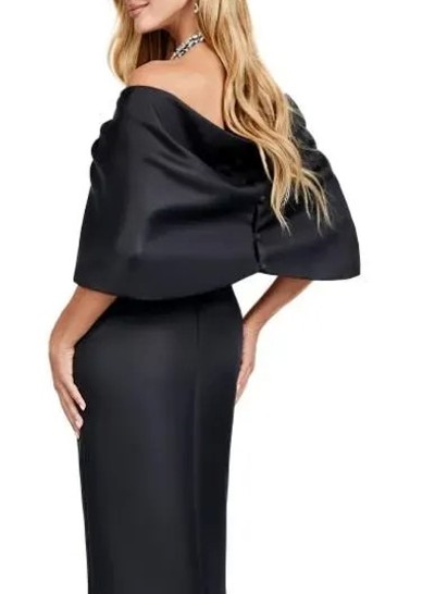 Clasp Satin Cape Wrap &Shawl With Rhinestone