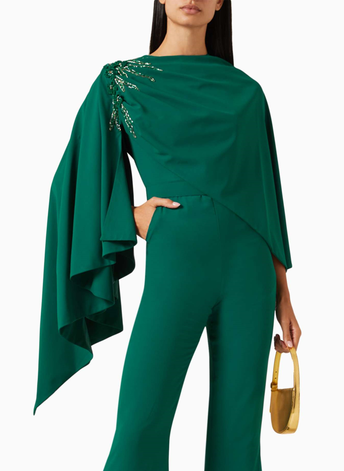 Pullover Cape Elastic Satin Wrap &Shawl With Sequins