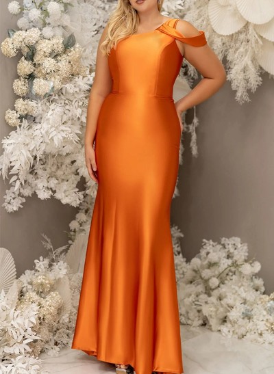 Plus Size Sheath/Column One-Shoulder Bridesmaid Dresses