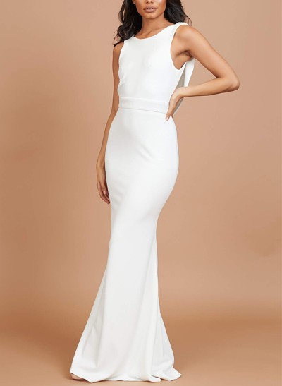 Sheath/Column Scoop Neck Sleeveless Elastic Satin Bridesmaid Dresses