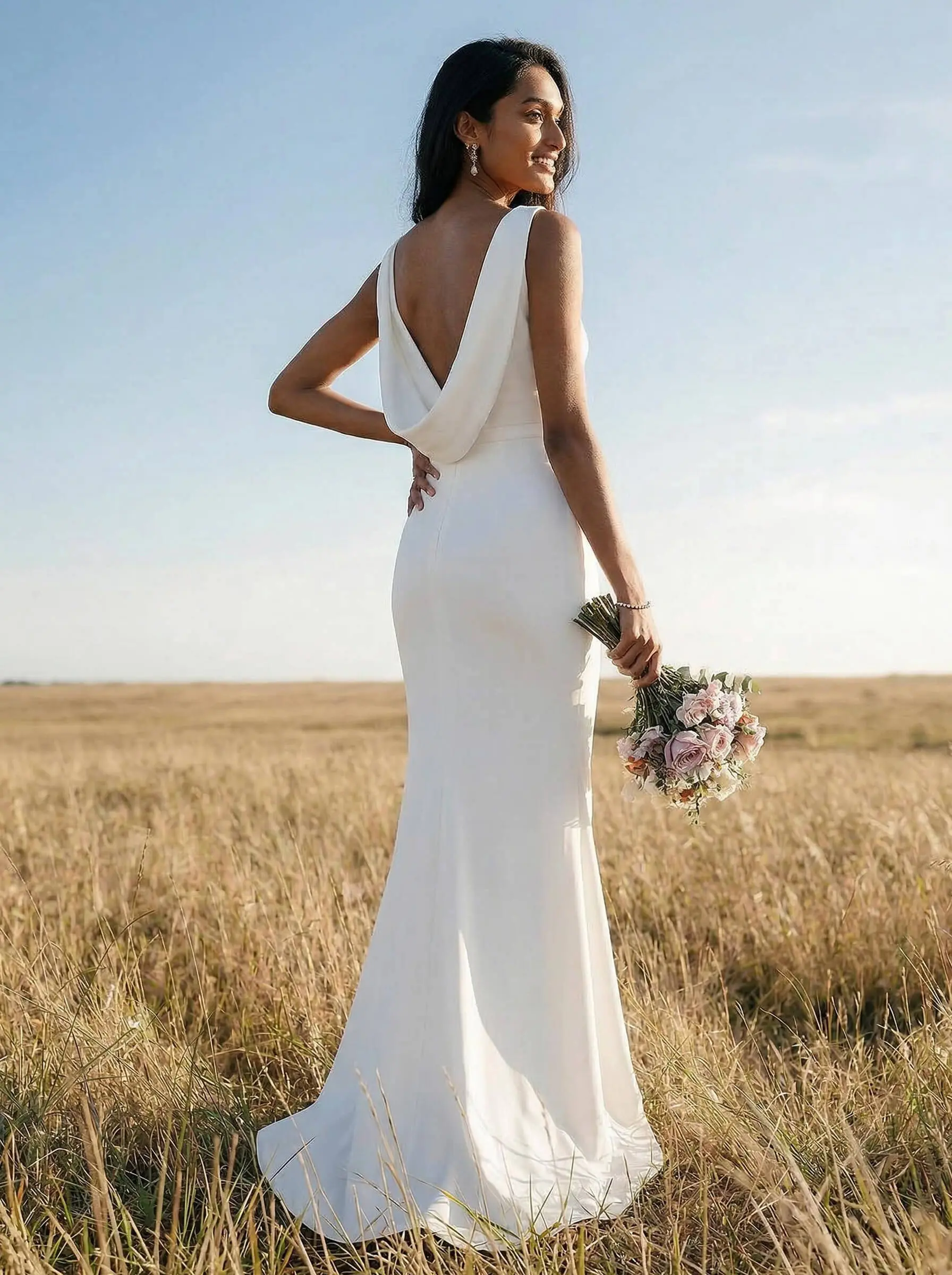 Sheath/Column Scoop Neck Sleeveless Elastic Satin Bridesmaid Dresses Sheath/Column Scoop Neck Sleeveless Elastic Satin Bridesmaid Dresses