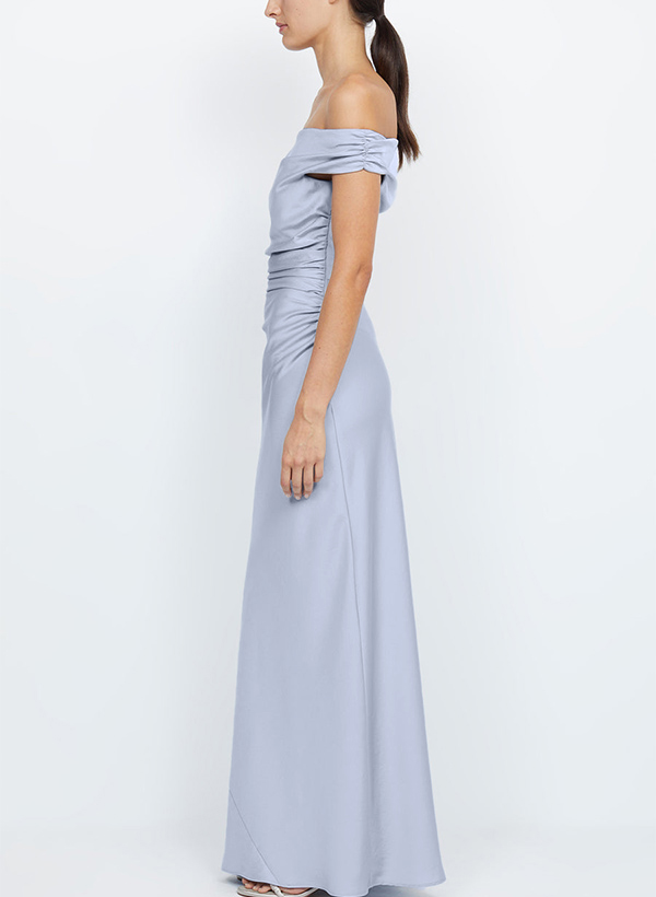Sheath/Column Sleeveless Floor-Length Silk Like Satin Bridesmaid Dresses