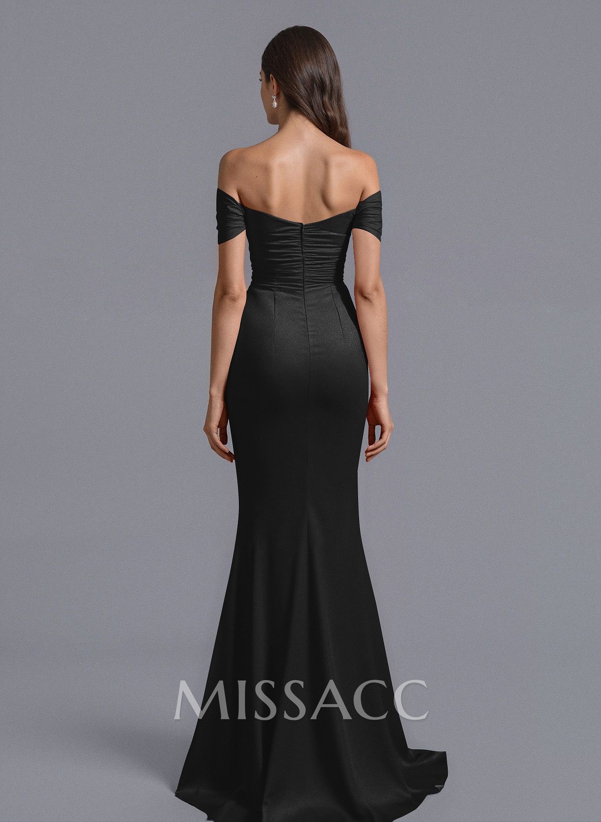 Trumpet/Mermaid Off-The-Shoulder Silk Like Satin Bridesmaid Dresses With Split Front