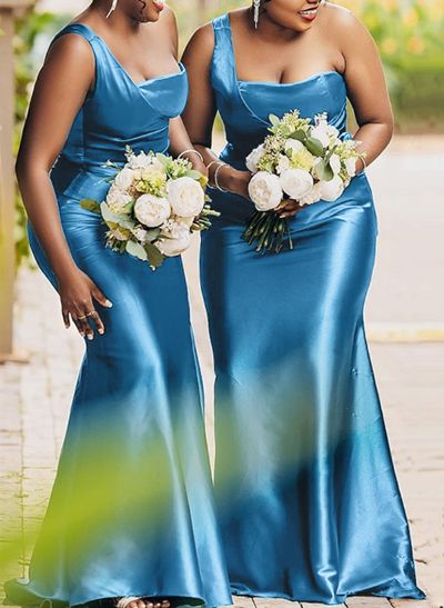 Sheath/Column One-Shoulder Satin Bridesmaid Dresses
