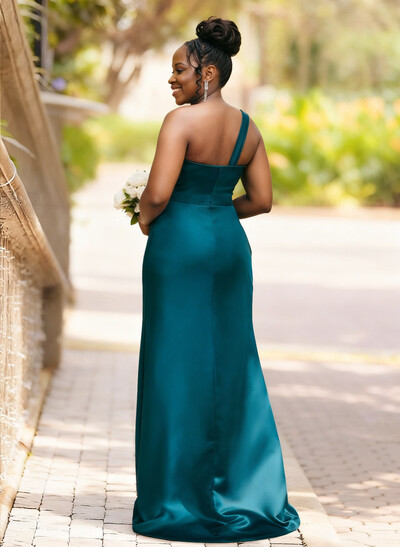 Sheath/Column One-Shoulder Satin Bridesmaid Dresses
