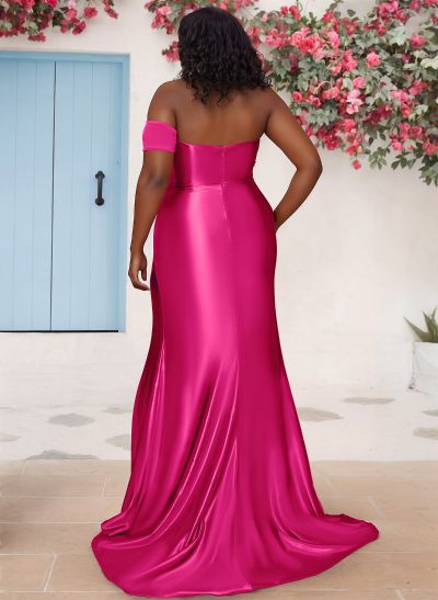 Sheath/Column One-Shoulder Silk Like Satin Bridesmaid Dresses With Split Front