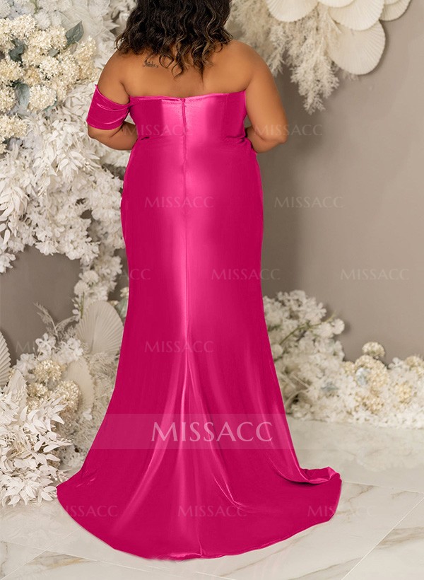 Sheath/Column One-Shoulder Silk Like Satin Bridesmaid Dresses With Split Front