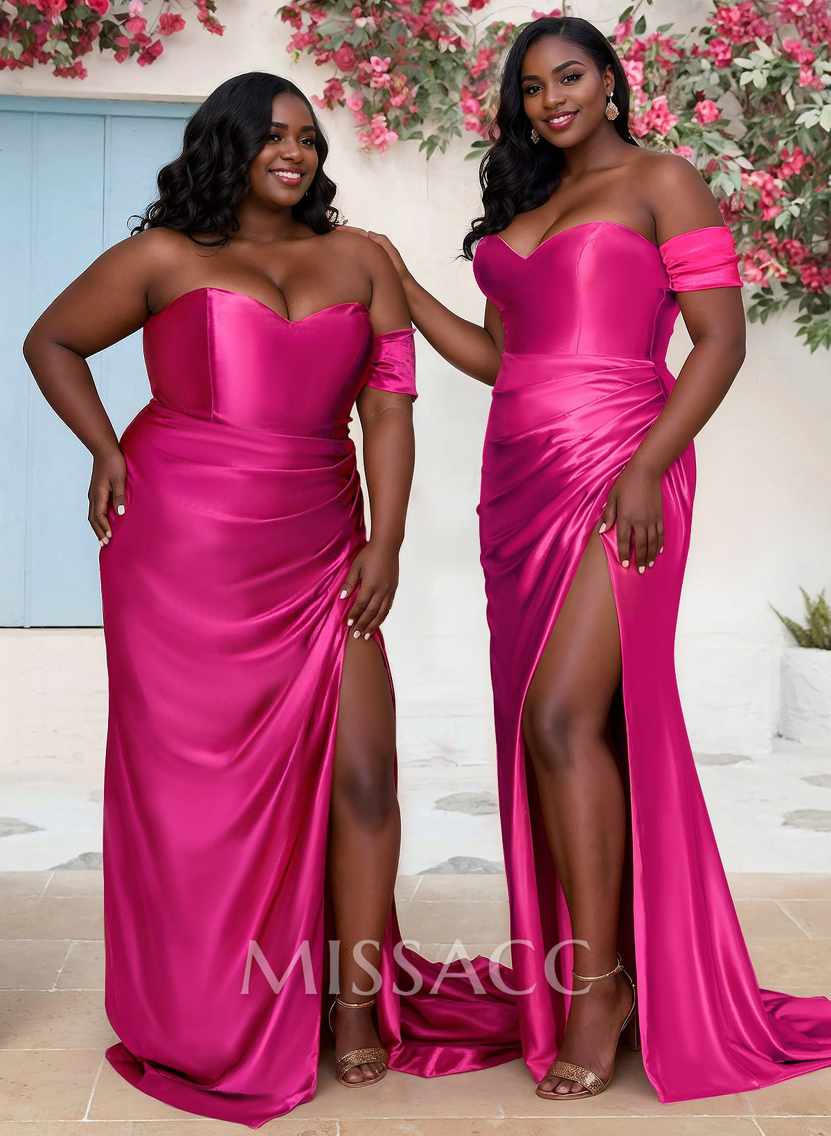 Sheath/Column One-Shoulder Silk Like Satin Bridesmaid Dresses With Split Front Sheath/Column One-Shoulder Silk Like Satin Bridesmaid Dresses With Split Front