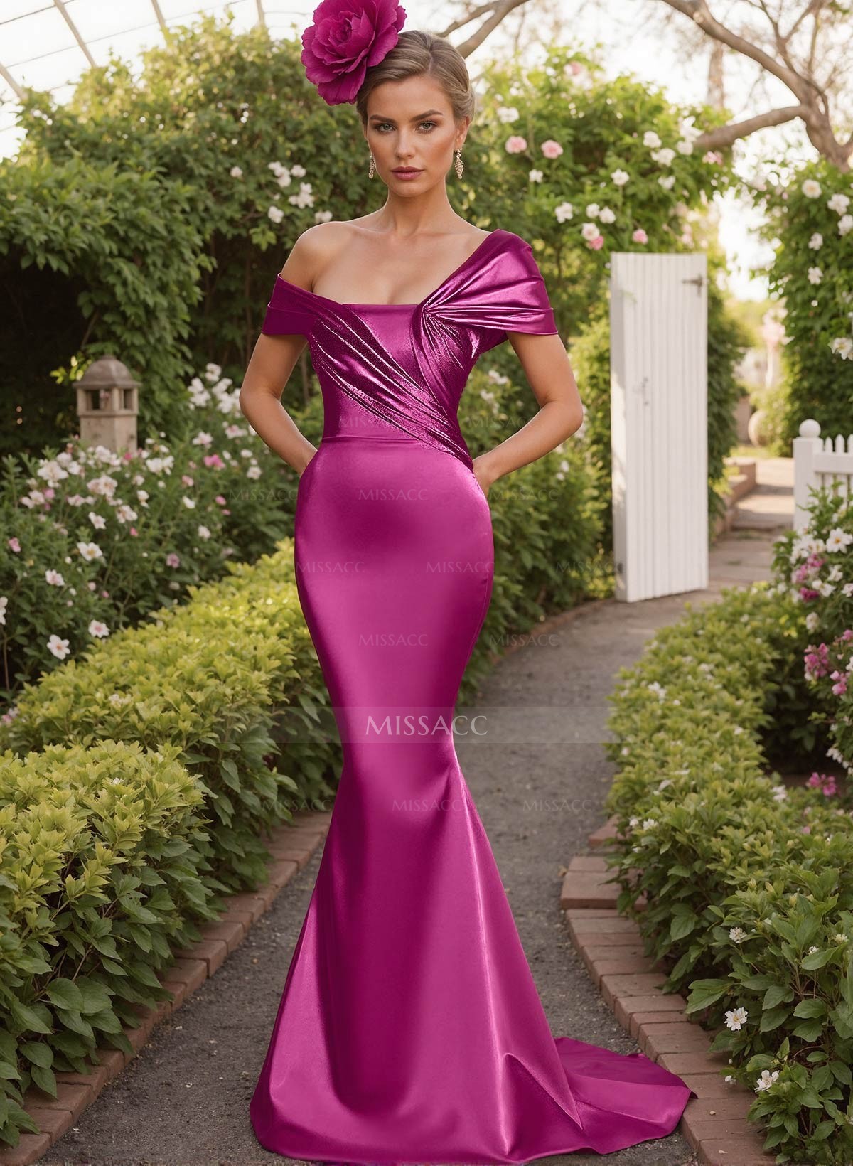 Trumpet/Mermaid Asymmetrical Short Sleeves Silk Like Satin Bridesmaid Dresses