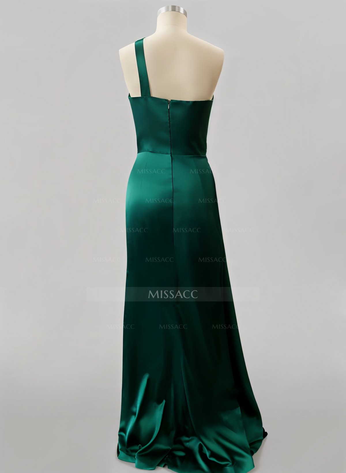 Sheath/Column One-Shoulder Silk Like Satin Bridesmaid Dresses With Ruffle