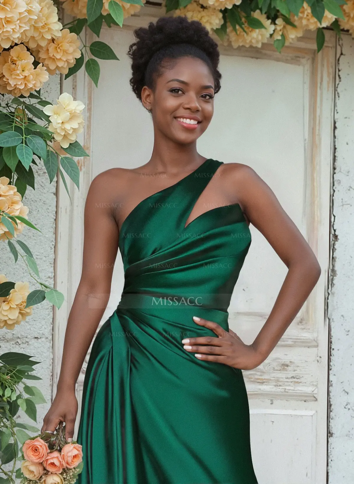 Sheath/Column One-Shoulder Silk Like Satin Bridesmaid Dresses With