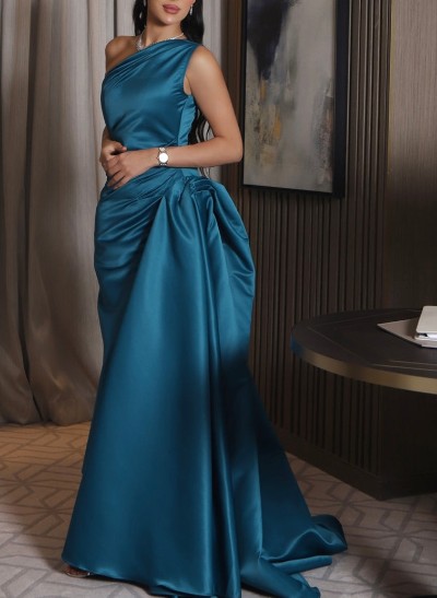 One-Shoulder Cascading Ruffles Elegant Evening Dresses
