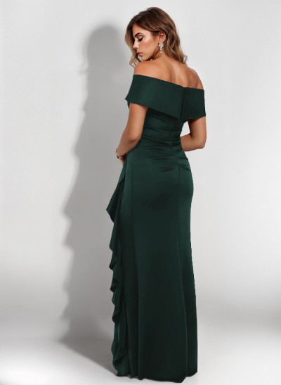 Sheath/Column Off-The-Shoulder Elastic Satin Evening Dresses