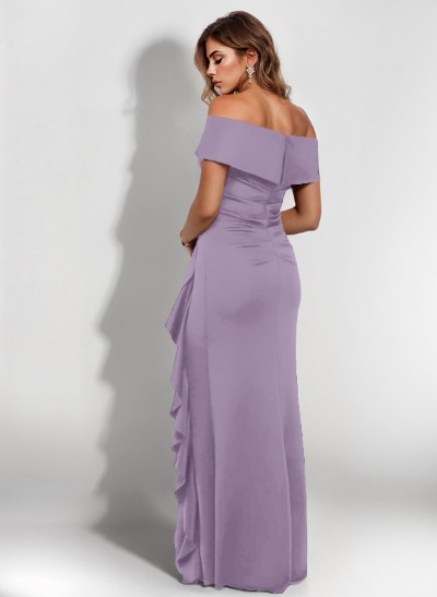 Elegant Ruched Off-The-Shoulder Evening Dresses With Cascading Ruffles