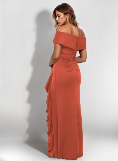 Elegant Ruched Off-The-Shoulder Evening Dresses With Cascading Ruffles