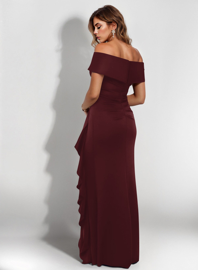 Elegant Ruched Off-The-Shoulder Evening Dresses With Cascading Ruffles
