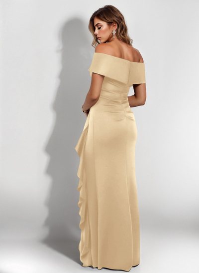Elegant Ruched Off-The-Shoulder Evening Dresses With Cascading Ruffles