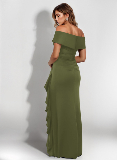 Elegant Ruched Off-The-Shoulder Evening Dresses With Cascading Ruffles