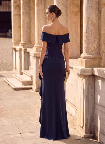 Elegant Ruched Off-The-Shoulder Evening Dresses With Cascading Ruffles