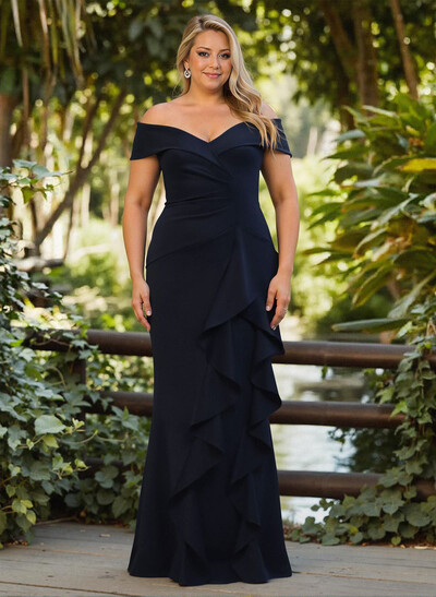 Elegant Ruched Off-The-Shoulder Evening Dresses With Cascading Ruffles