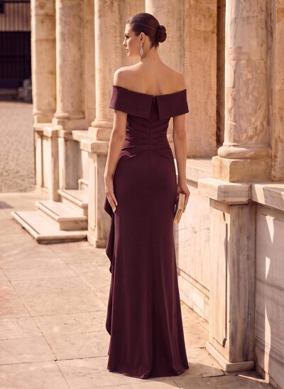 Elegant Ruched Off-The-Shoulder Evening Dresses With Cascading Ruffles